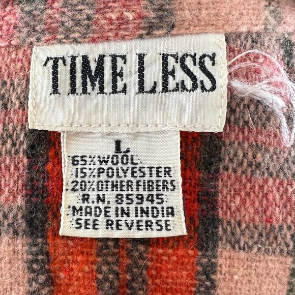 Vintage Time Less Red / Orange Plaid Wool Flannel Button-Up Shirt Long Sleeve L - Picture 6 of 7